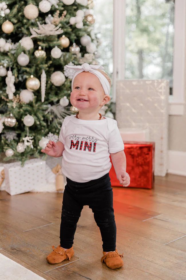 Very Merry Mini Graphic White Onesie | The Pink Lily Boutique