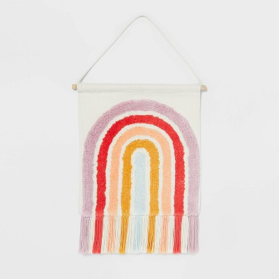 Rainbow Kids' Tapestry - Pillowfort™: Multicolored Cotton Wall Art, Vertical Spring Sky Decor, 14"x13" | Target