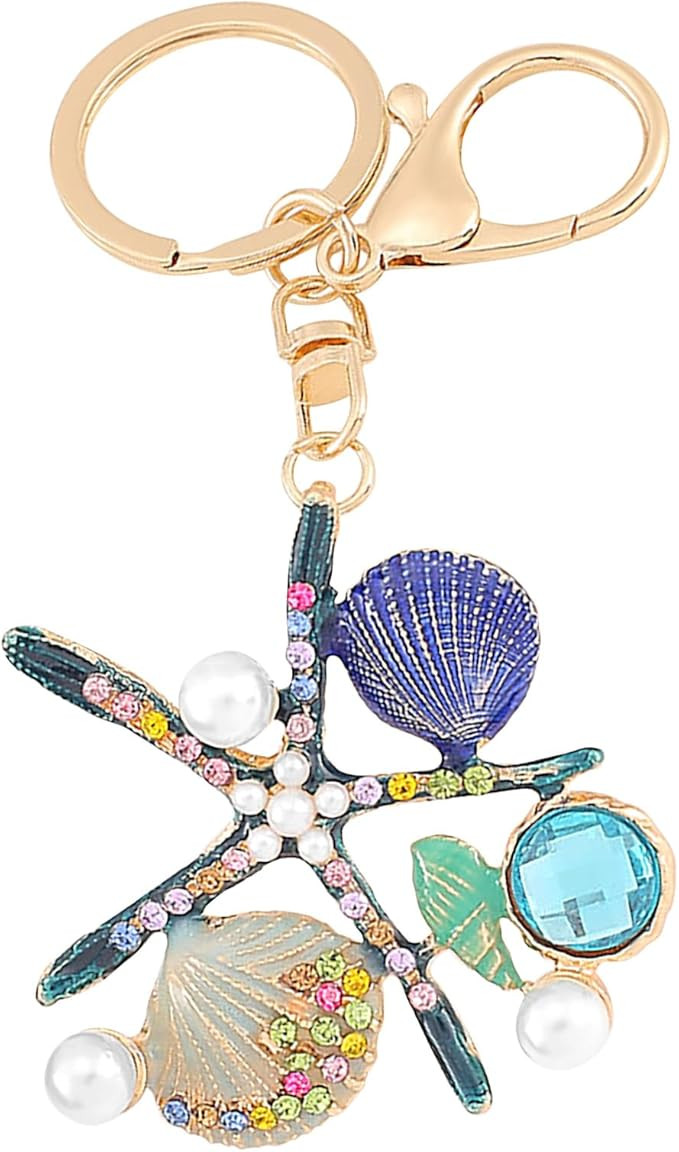 Starfish Keychain Summer Keychain Beach Keychain Ocean Keychain Seashell Keychain Starfish Charm ... | Amazon (US)