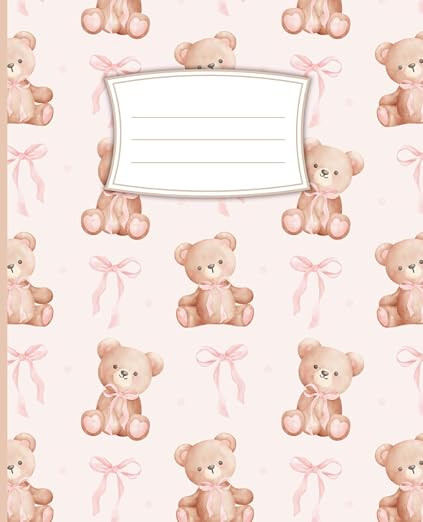 Super Cute Preppy Aesthetic Composition Notebook With Pink Bows & Teddy Bears: Wide Ruled Journal... | Amazon (US)