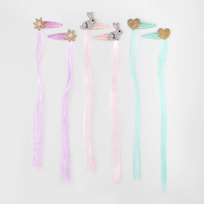 Girls' 6pk Easter Faux Hair Snap Clips - Cat & Jack™ | Target