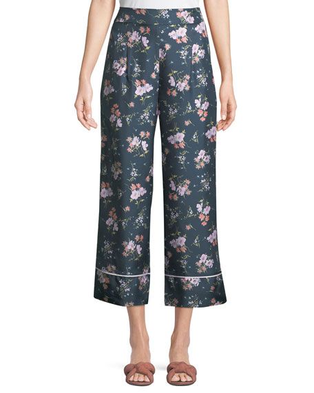 Emilia Floral-Print Wide-Leg Pants | Neiman Marcus