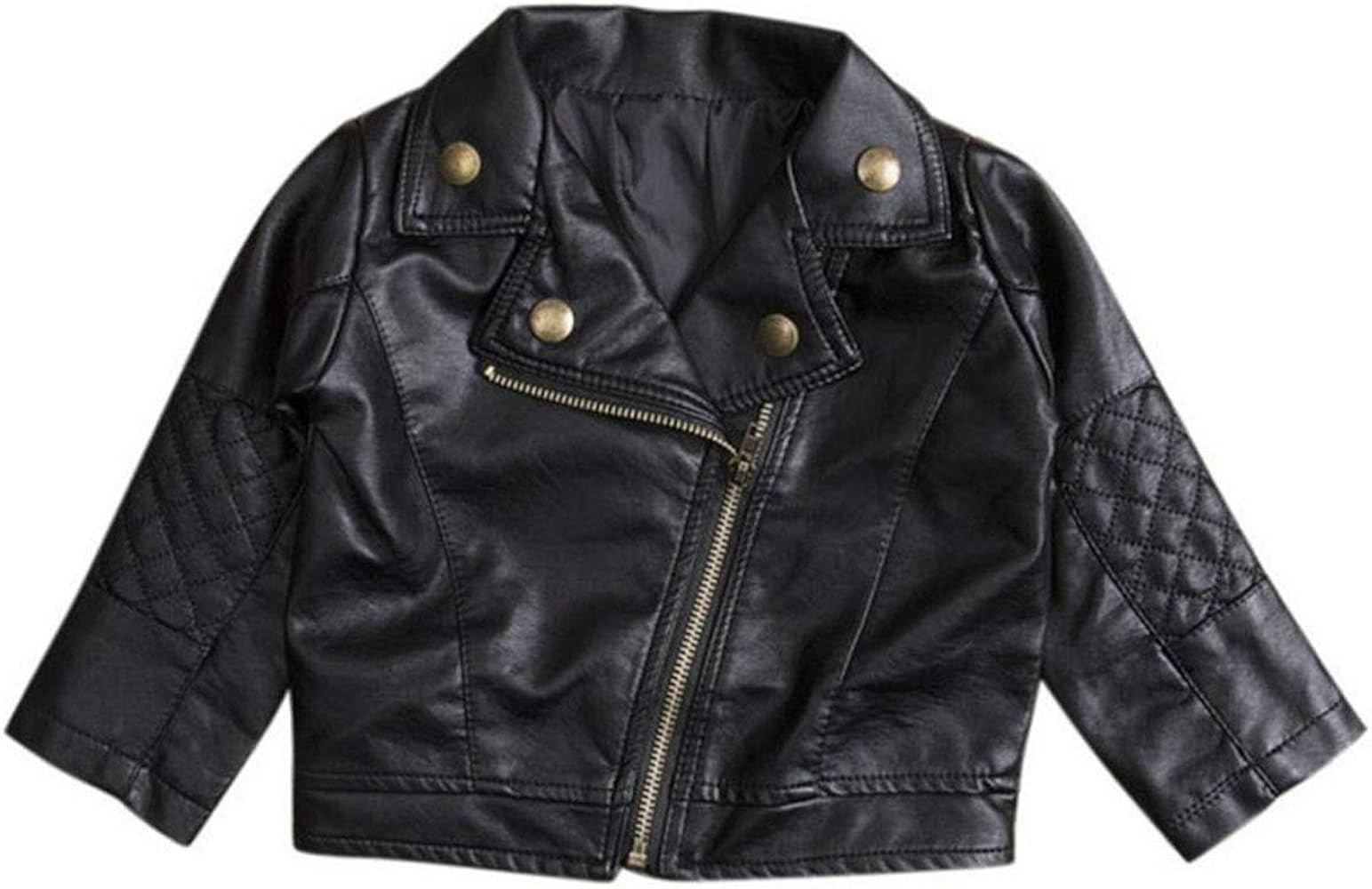 UNIQUEONE Baby Boys Girls Kids Outfits Spring Autumn PU Faux Leather Lapel Jacket Oblique Zipper ... | Amazon (US)