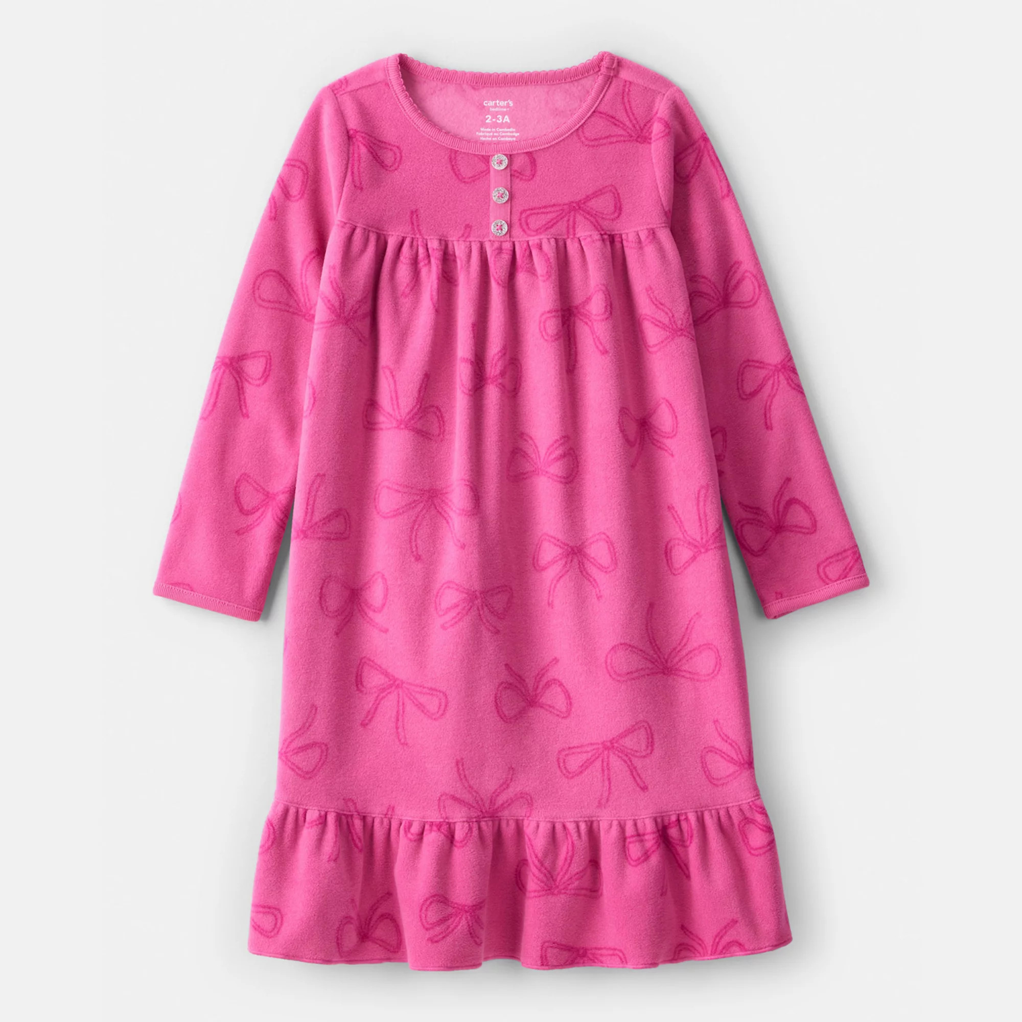 Girls 4-14 Carter's Fleece Long Sleeve Loose Fit Nightgown | Kohl's