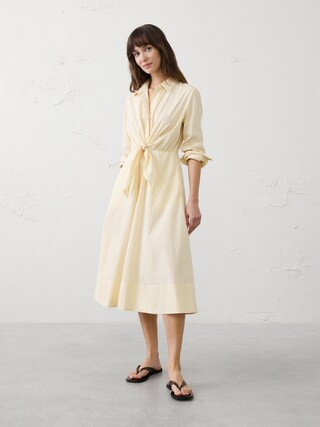 Poplin Wrap-Tie Midi Shirtdress | Banana Republic Factory