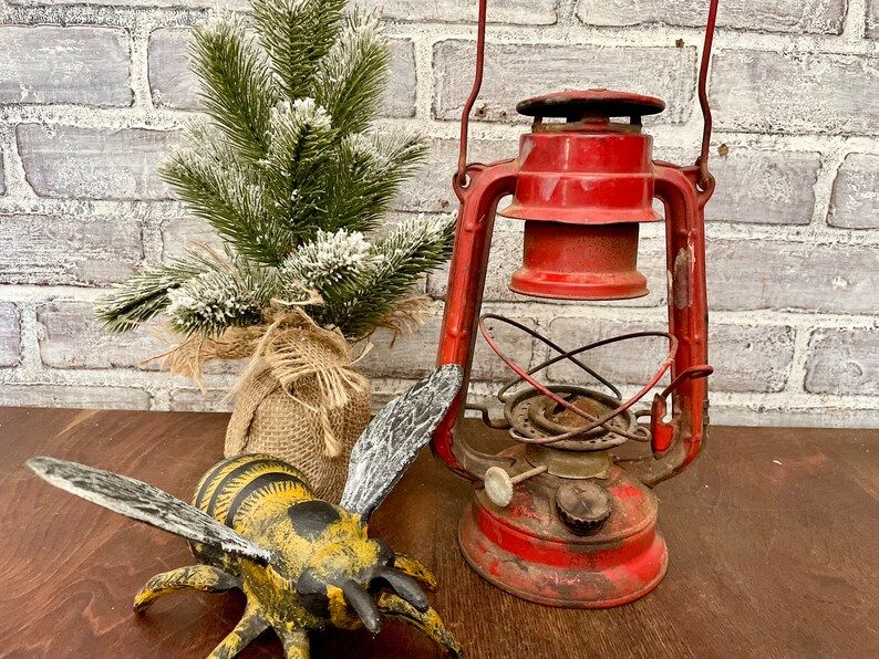 Red Christmas Lantern! Farmhouse Christmas Decor! Rustic Cabin Lodge Decor! | Etsy (US)