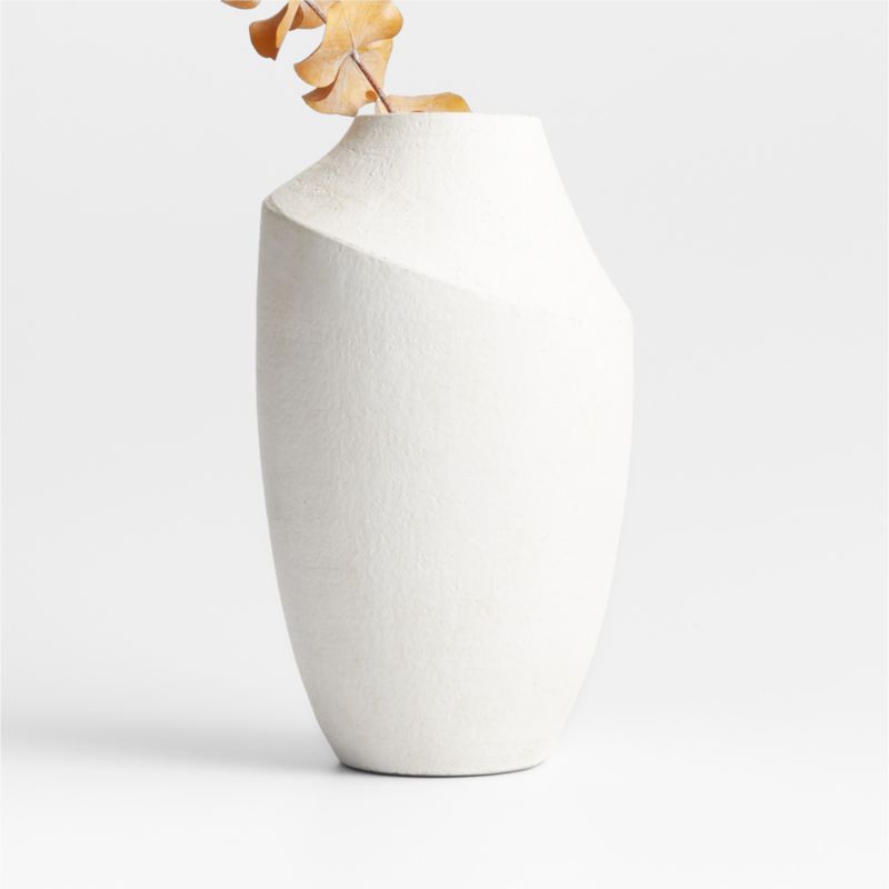 Slope White Ceramic Vase 12.25" + Reviews | Crate & Barrel | Crate & Barrel