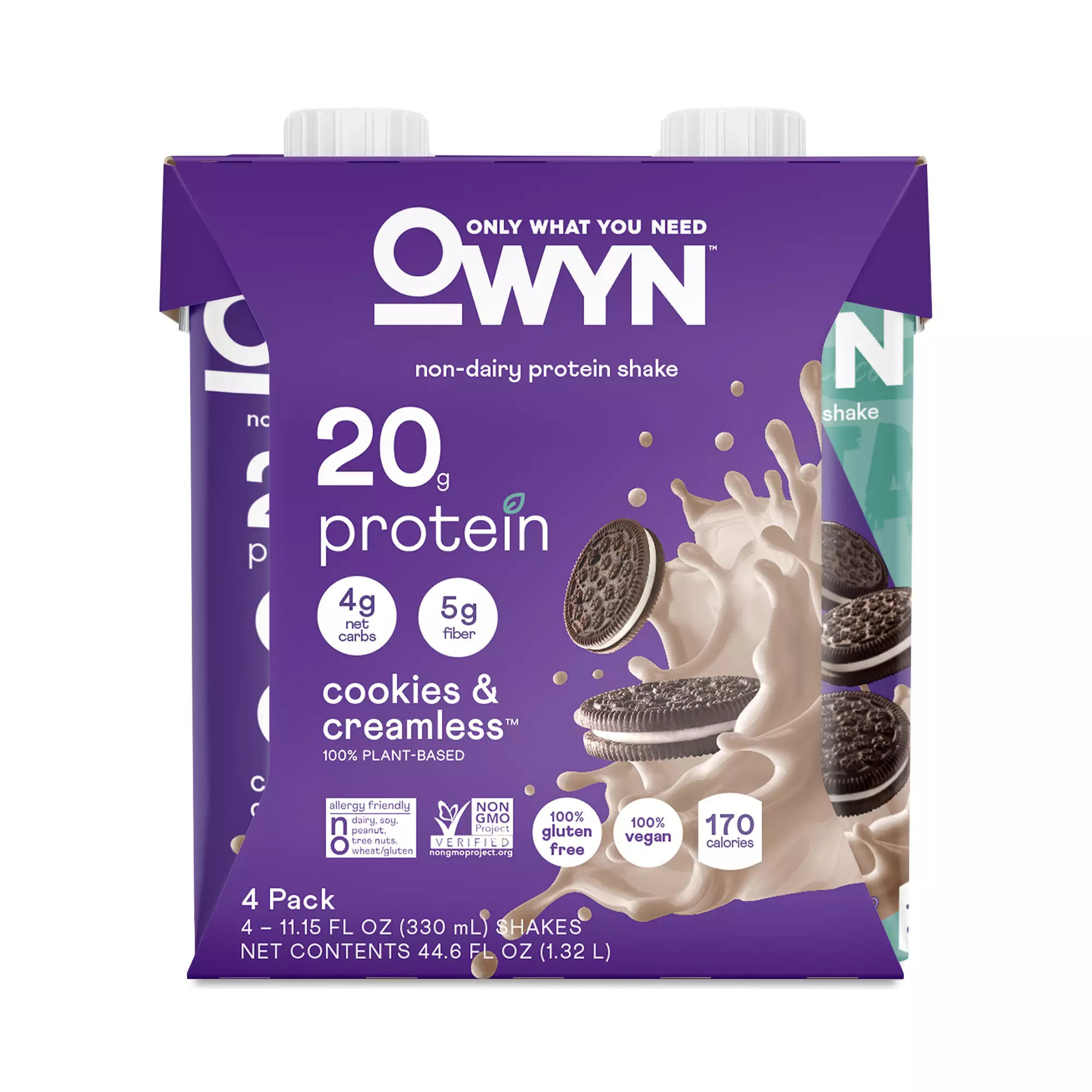 OWYN Plant-Based Protein Shake, Cookies & Creamless 4 cartons (11.15 fl oz each) | Thrive Market