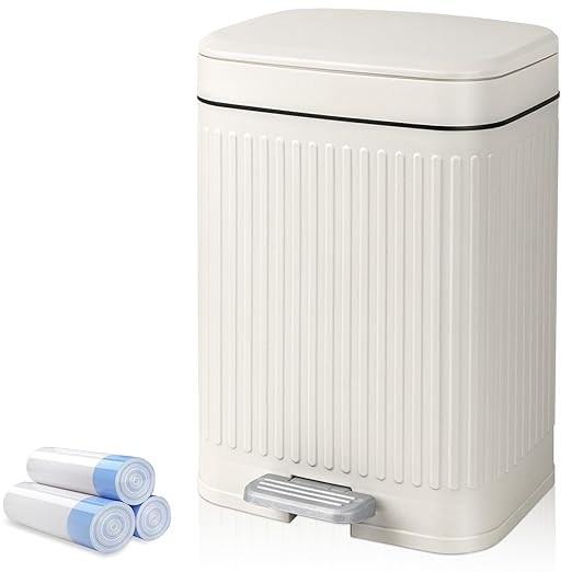 rejomiik Small Bathroom Trash Can with Lid 2.1 Gallon Soft Close Step Slim Garbage Can Waste Bin ... | Amazon (US)