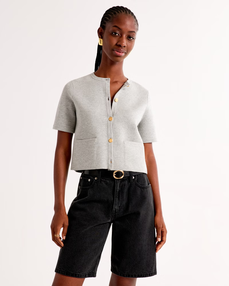 LuxeLoft Short-Sleeve Cardigan | Abercrombie & Fitch (US)