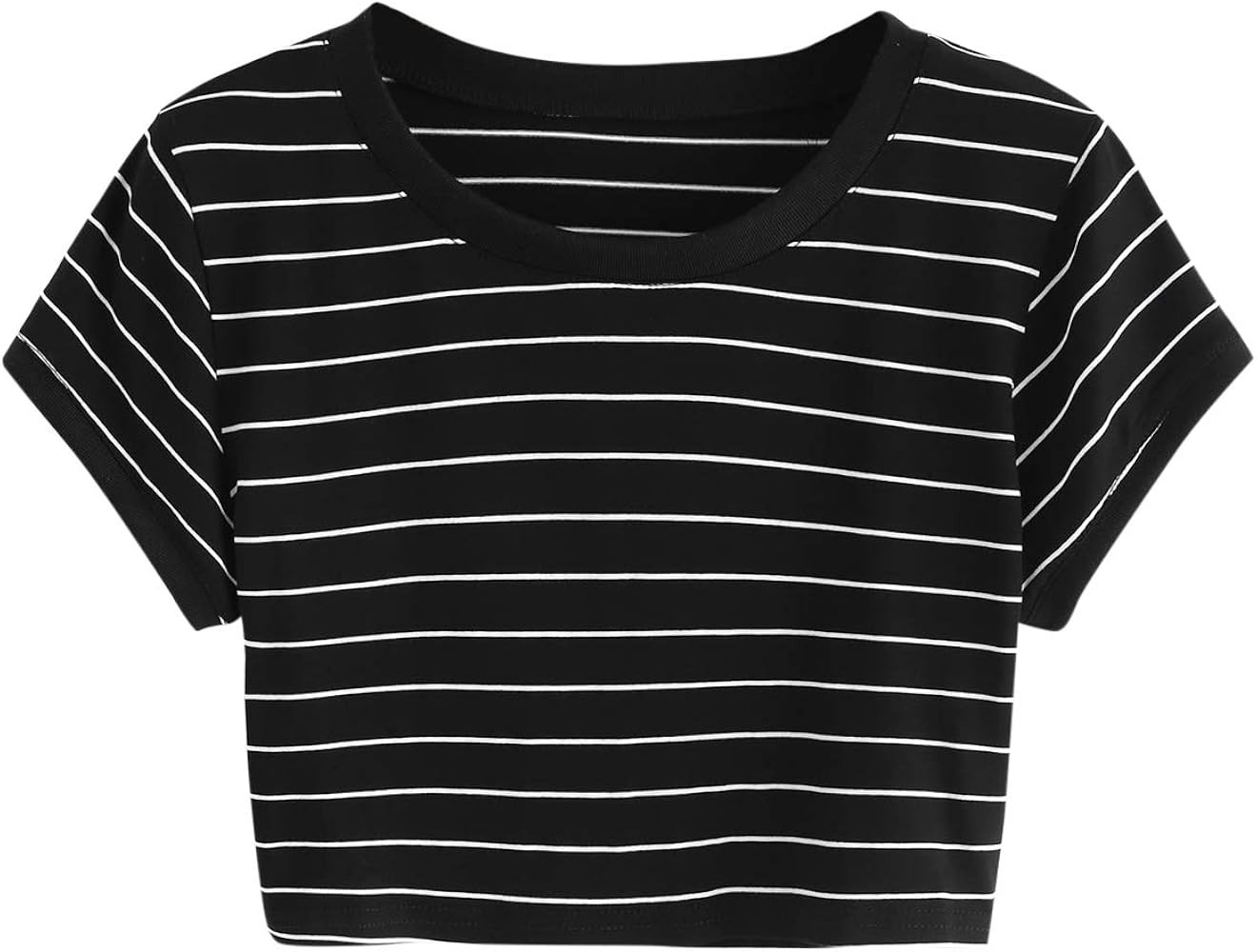 Women's Striped Ringer Crop Top Summer Short Sleeve T-Shirts | Amazon (US)