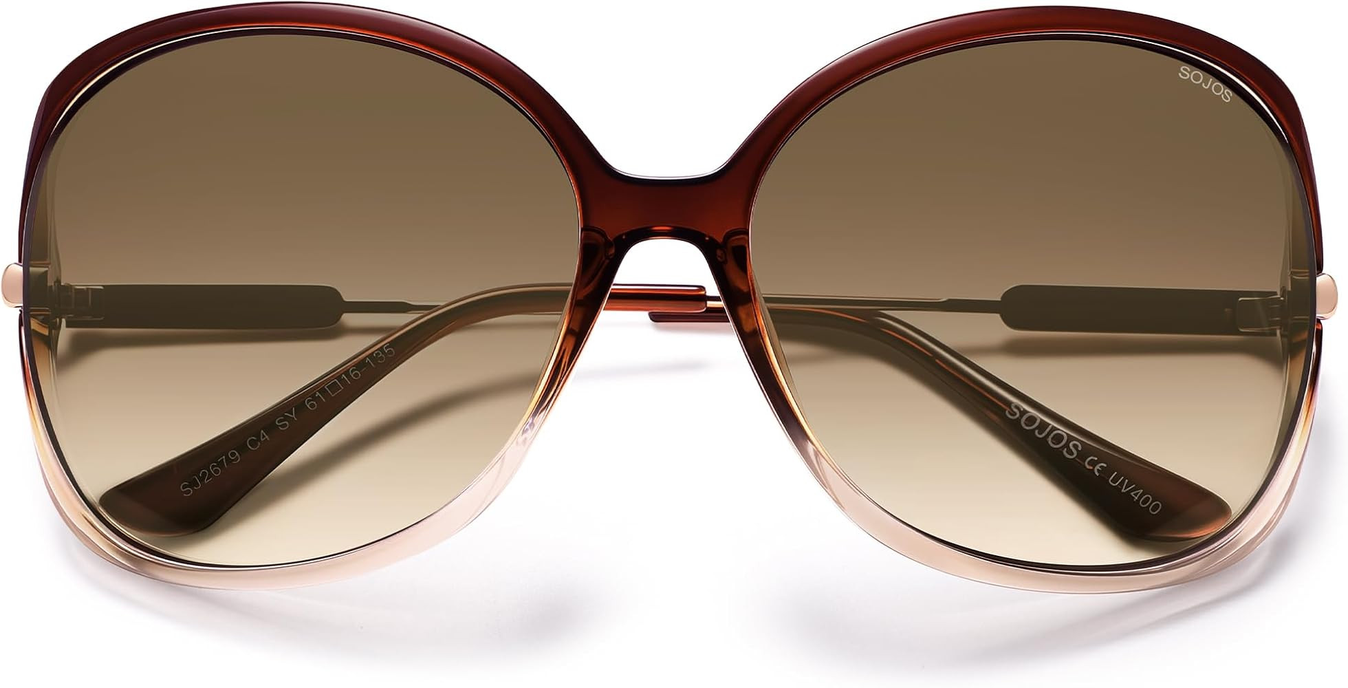 SOJOS 2026 Oversized Butterfly Sunglasses for Women with Gold Arms,Beach Sun UV Protection Shades | Amazon (US)