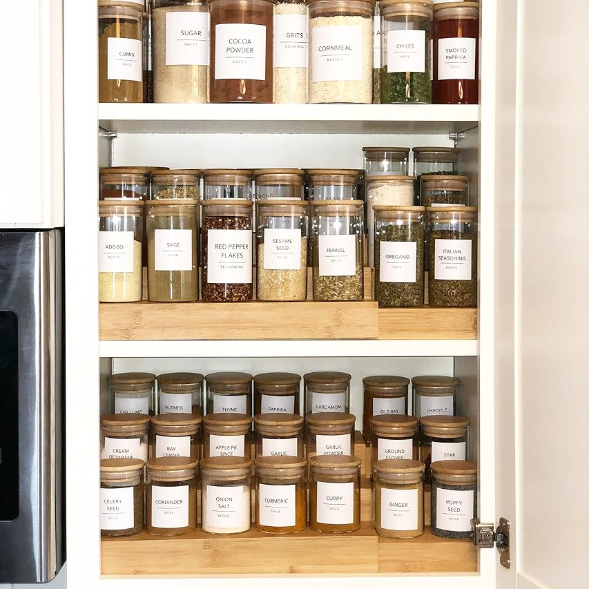 Tzerotone Glass Jars Set,Upgrade Spice Jars with Wood Airtight Lids and Labels, 6oz 12 Piece Smal... | Amazon (US)