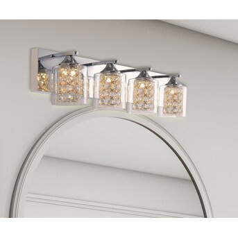 allen + roth Quinn 25.98-in 4-Light Chrome LED Modern/Contemporary Vanity Light BarItem #1362615 ... | Lowe's