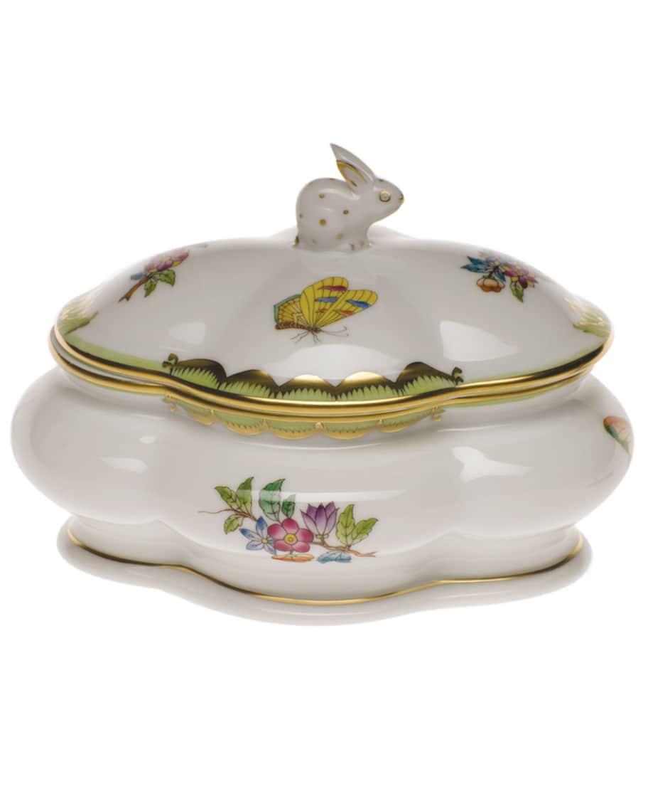 Herend Queen Victoria Covered Porcelain Bonbon Box with Bunny | Neiman Marcus