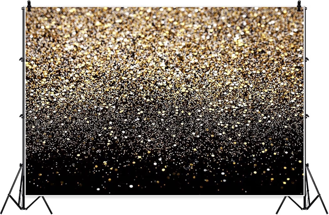 10x8ft Black and Gold Glitter Backdrop Gold Glitter Bokeh Party Backdrop Golden Spots Vintage Abs... | Amazon (US)