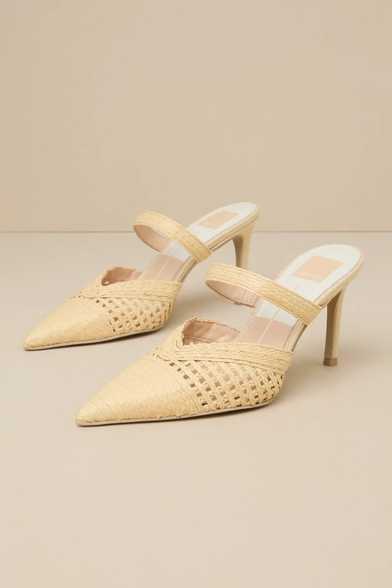 Kaline Light Natural Raffia Pointed-Toe Mule Pumps | Lulus