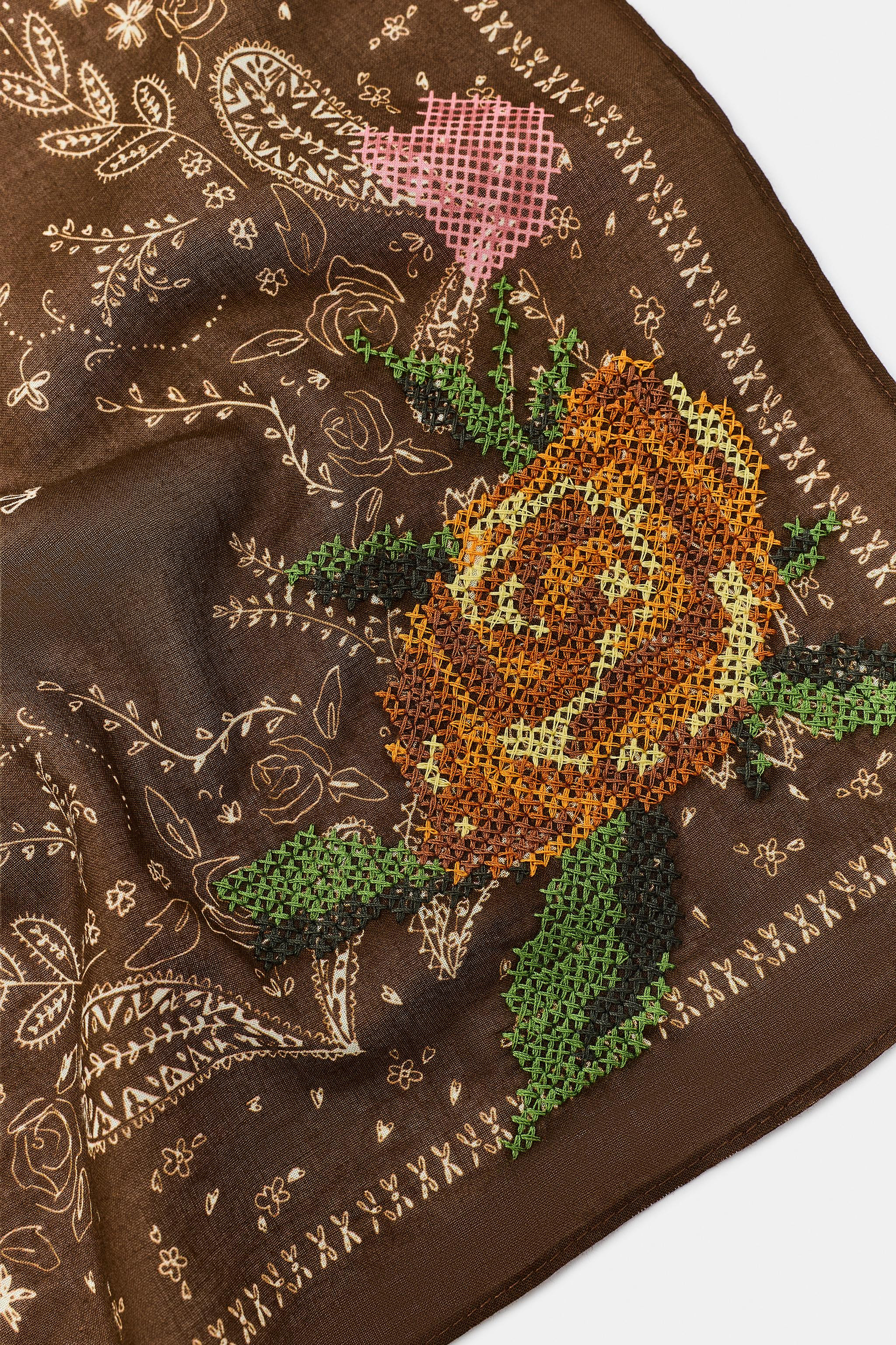 FLORAL EMBROIDERED BANDANA | Zara US