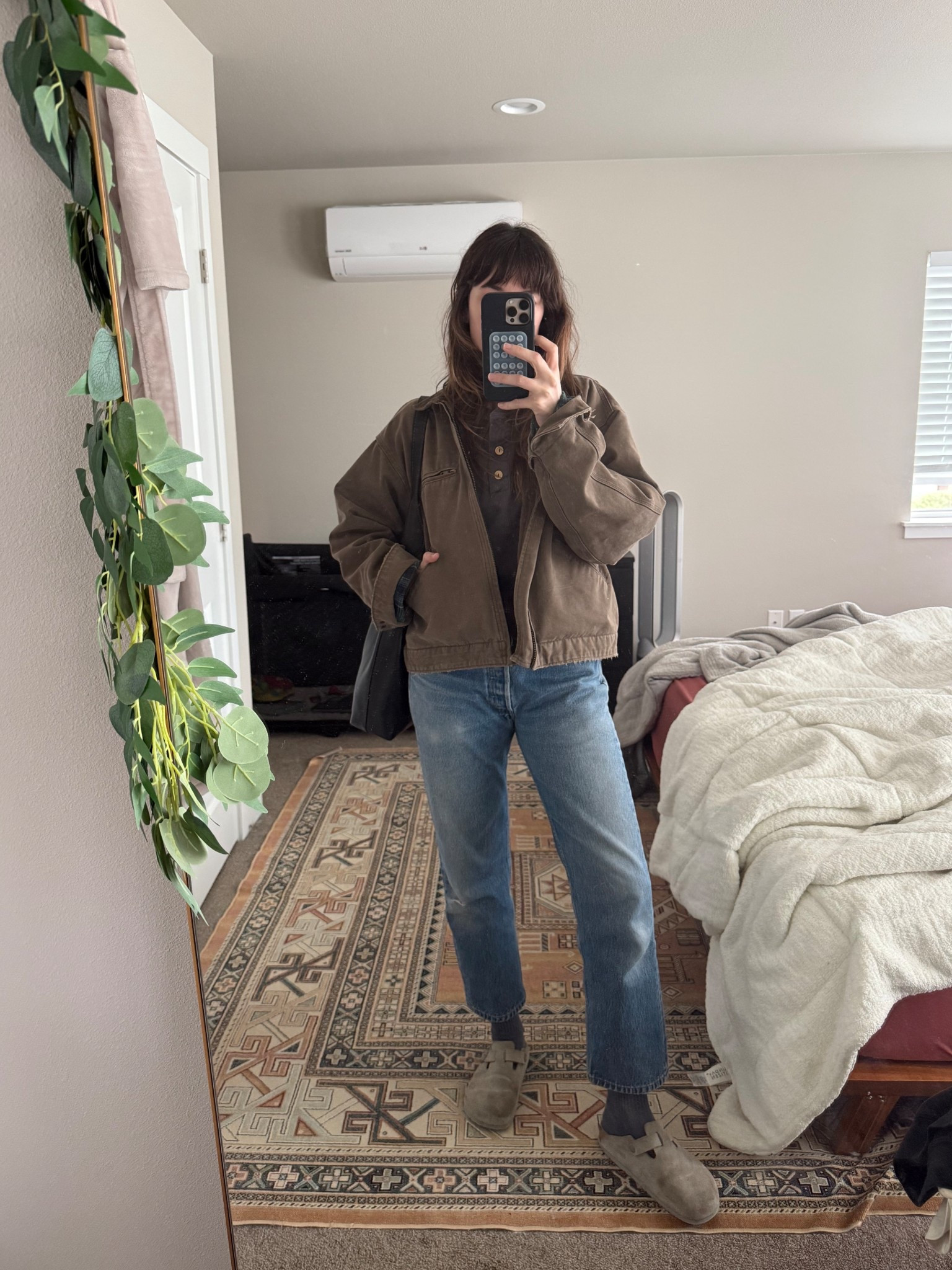 3.13 wfh ootd! Shirt is old thermal Henley from mate the label! 