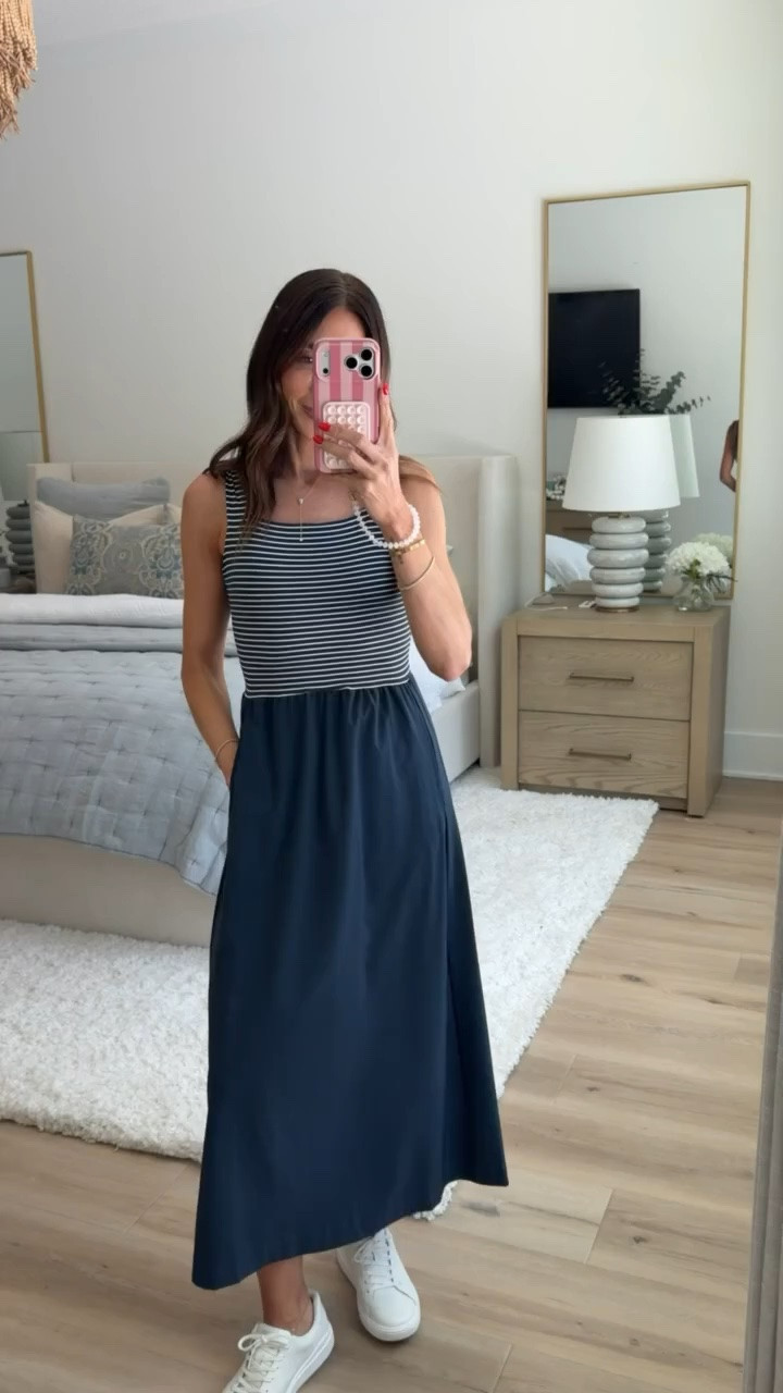 This striped maxi dress is the easiest throw on and go summer outfit. The fitted striped top adds shape while the flowy navy skirt keeps it comfortable and lightweight for hot days. Pair it with sneakers for running around or sandals for a more dressed up look.

striped maxi dress, navy dress, summer maxi dress, casual summer outfit, comfortable dresses, everyday summer style, vacation outfit, effortless outfit, warm weather fashion, classic summer wardrobe, annabrstyle

#LTKootd #LTKActive #LTKOver40