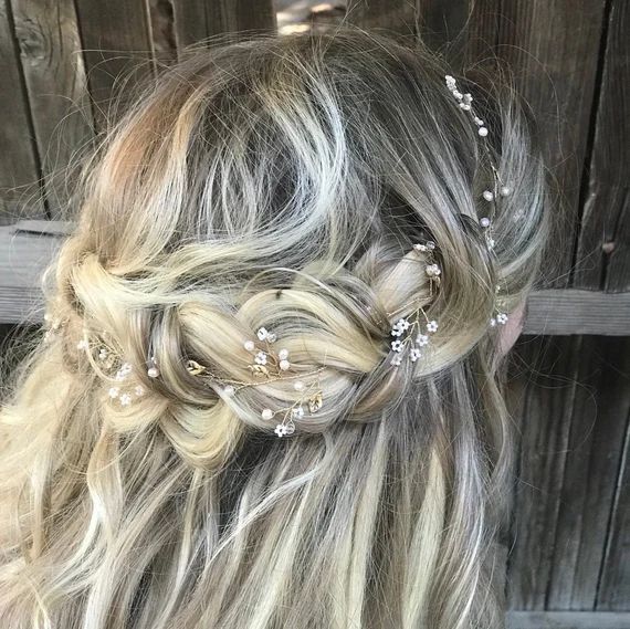 Delicate Gold Hair Vine Pearl Hair Vine Wedding Hair | Etsy | Etsy (US)