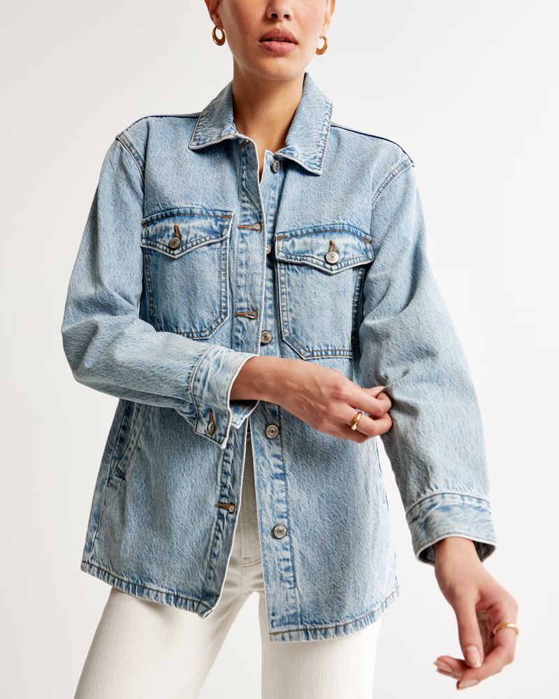 Oversized Denim Shirt Jacket | Abercrombie & Fitch (US)