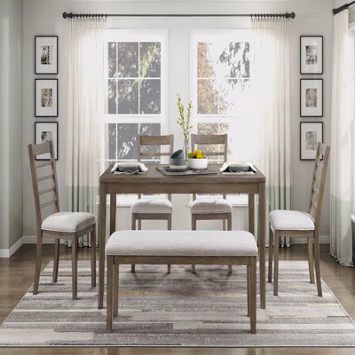 Stylish 6-Piece Dining Table Set With Bench Side Dining Chairs | Wayfair North America