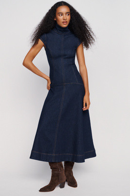 Monroe Godet Denim Maxi Dress | Anthropologie (US)