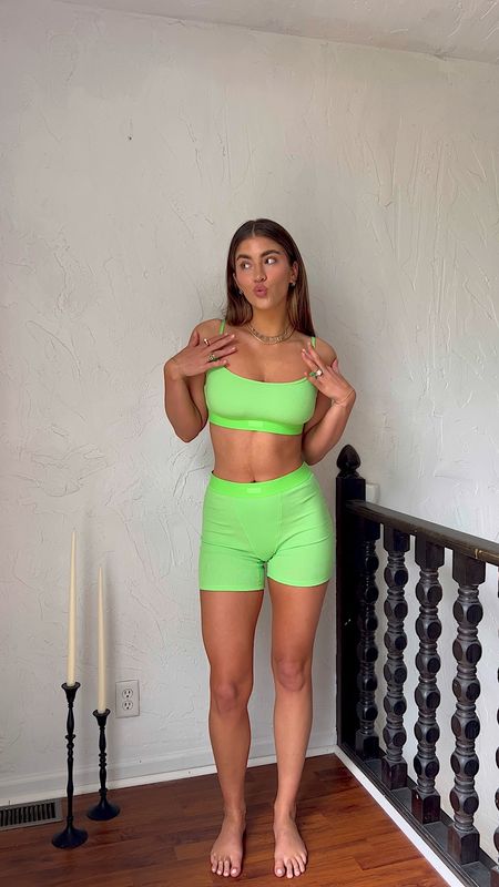 Skims, loungewear, casual outfit, spring colors, neon green romper, neon green set, comfy clothes 

#LTKunder100 #LTKFind #LTKstyletip