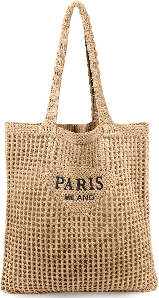 hatisan Crochet Bags for Women Large Tote Bag Aesthetic Handbag Shoulder Bag Hippie Bag Knit Bag | Amazon (US)