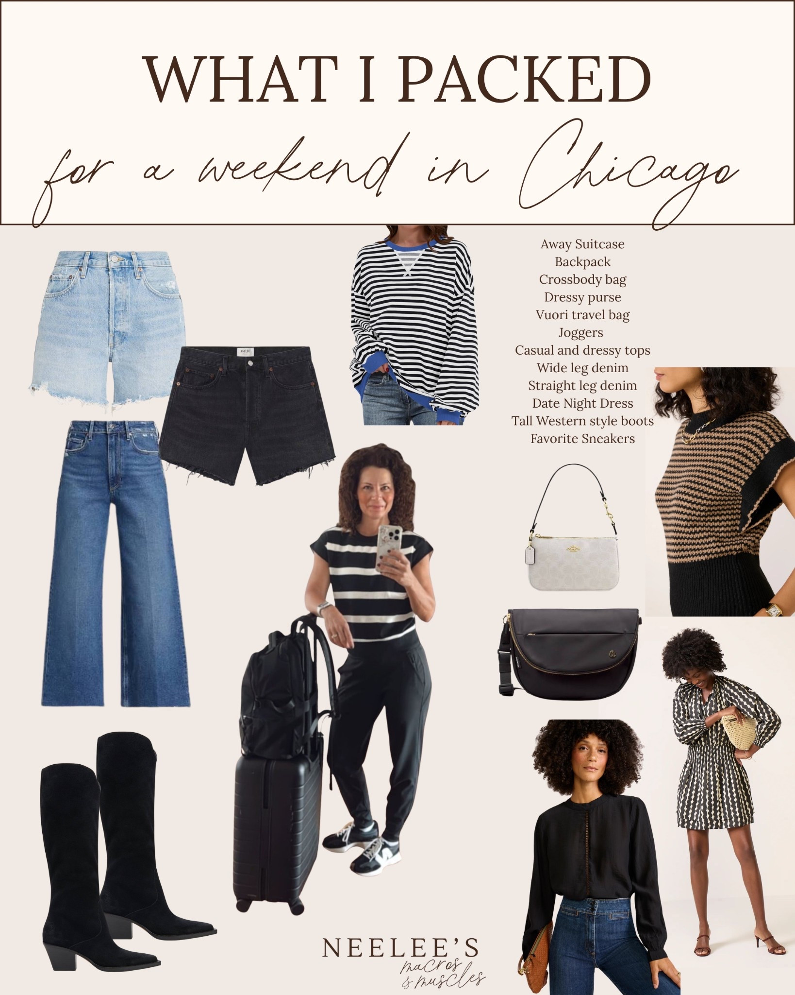 A weekend in Chicago always feels like an excuse to overpack, but these are my tried-and-true travel must-haves. My Away suitcase fits everything, and I like to have the right mix of joggers, denim, and a Rails dress for date night. I also bring a few different bags for every occasion. Linking everything here for you! 

#LTKStyleTip #LTKOver40 #LTKTravel