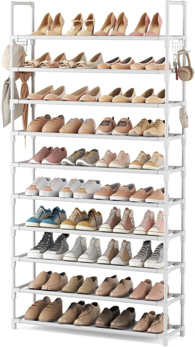 VTRIN 10 Tiers Shoe Rack Tall Large Capacity 50 Pairs Wide Shoe Organizer Sturdy Shoe Shelf for E... | Amazon (US)