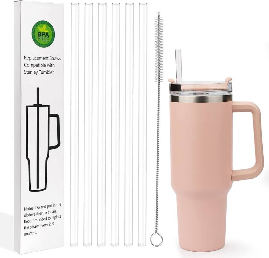AIERSA 6 Pack Replacement Straws Compatible Stanley 40oz Tumbler,Plastic Clear Reusable Straw for... | Amazon (US)