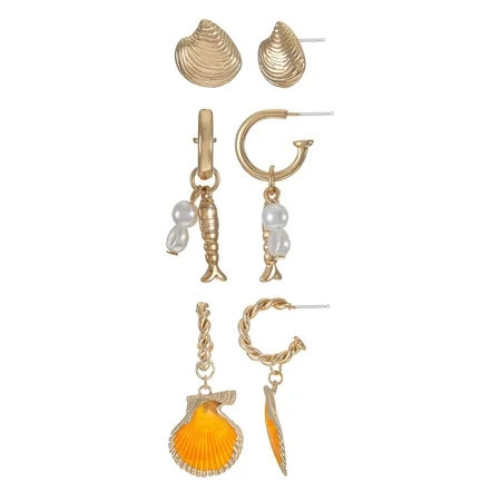 Time and Tru Seashell Earring Set 3 Pars | Walmart (US)