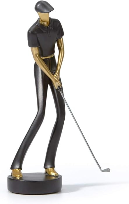 HAUCOZE Golf Figurine Statue Golfer Decoration Arts Home Decor Sculpture Polyresin Black 9.6 inch | Amazon (US)