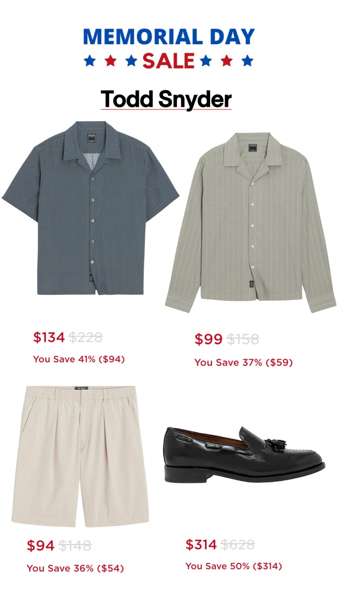 Memorial Day sales are hitting different this year 👀 Todd Snyder has some of the cleanest elevated summer pieces on sale right now — from knit polos to tailored shorts and loafers. These are the kind of pieces that instantly make outfits look more expensive.

#LTKMens #MensFashion #ToddSnyder #MemorialDaySale #SummerStyle #Menswear #MensStyle #Loafers #SummerFits #OldMoneyStyle #MensOutfits #FashionDeals #LTKSaleAlert #SmartCasual #CapsuleWardrobe

#LTKdayinmylife #LTKgrwm #LTKootd