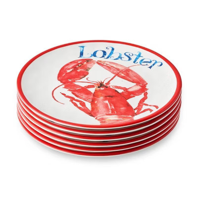 Certified International (Set of 6) 9" Beach House Lobster Melamine Salad Plates | Target