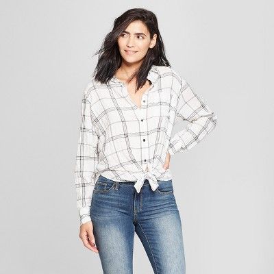 Women's Long Sleeve Tie Front Shirt - Universal Thread™ White | Target