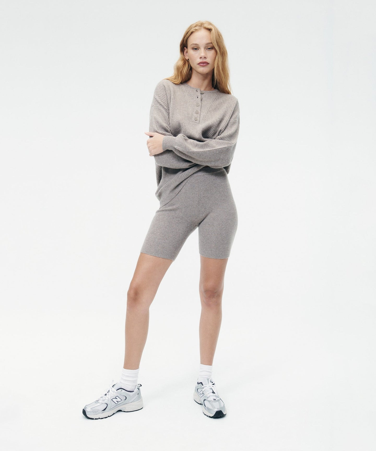 Recycled Cashmere Ribbed Biker Short | NAADAM