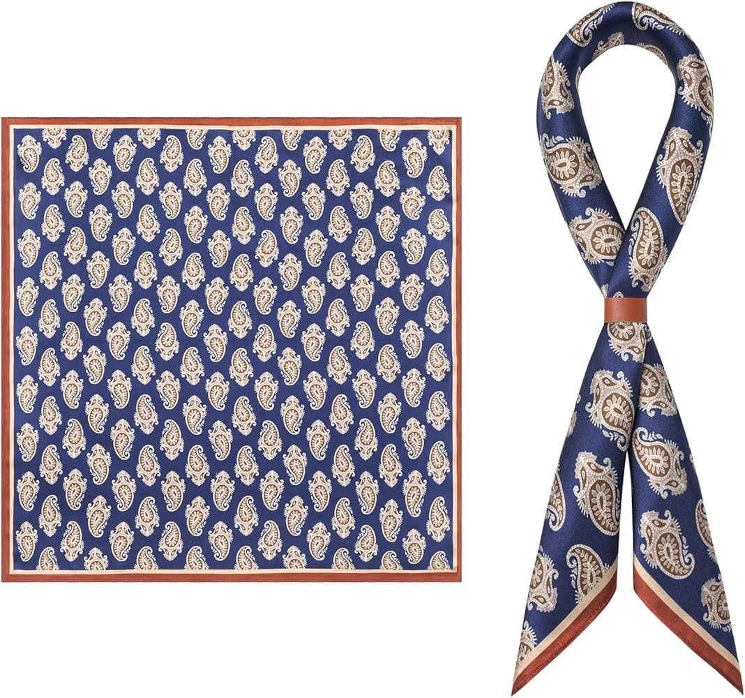 Men's 100% Mulberry Silk Square Scarf 21"x21" - Lightweight for Business/Wedding/Casual, With Gif... | Amazon (US)