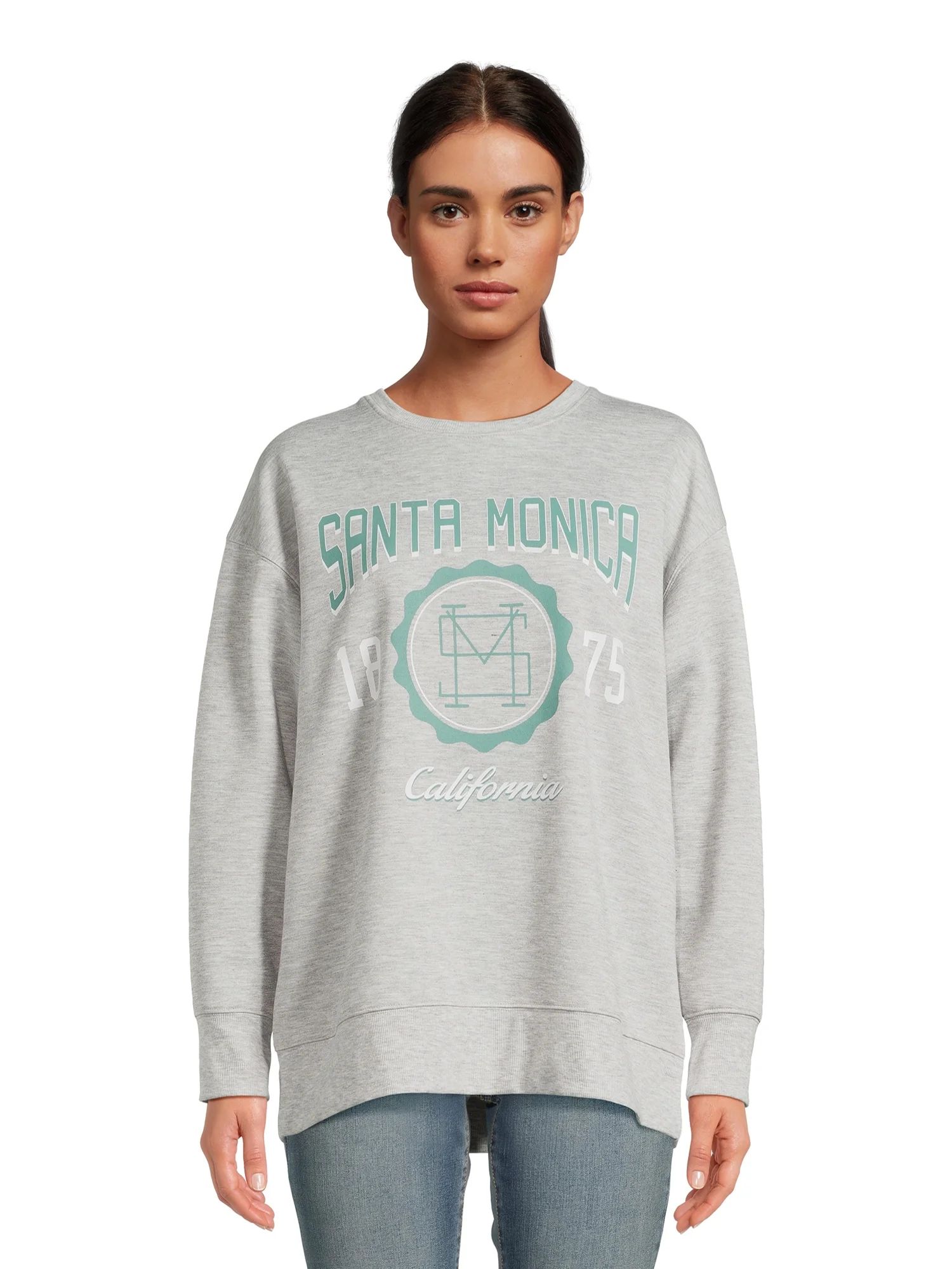 Time and Tru Women's Santa Monica Graphic Sweatshirt with Long Sleeves | Walmart (US)