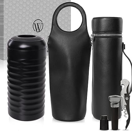 Open The Wine Chic Luxury Carrying Case Wine Chiller Bundle (Wine Chiller, Wine Handbag, Wine Aer... | Amazon (US)