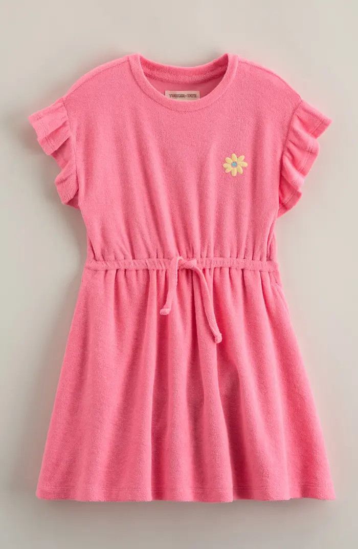 Kids' Flutter Sleeve Cotton Terry Dress | Nordstrom