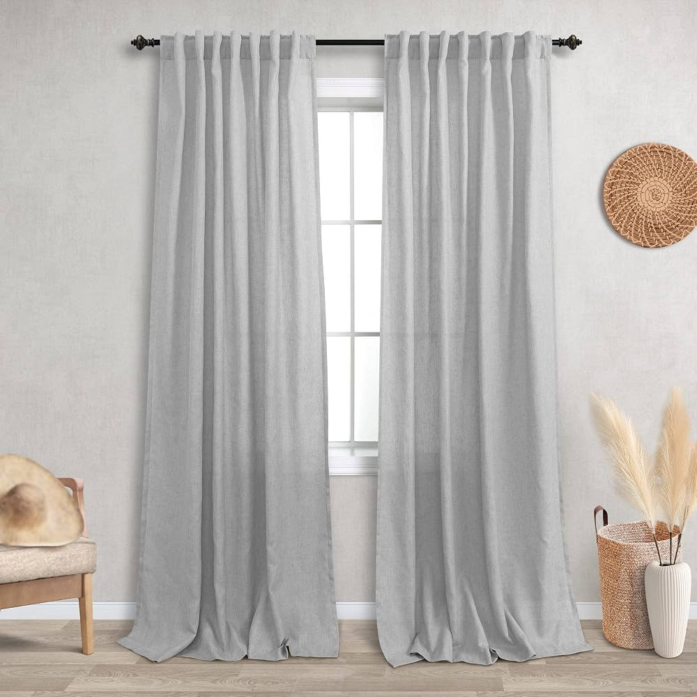 Light Grey Curtains 84 Inch Length for Living Room 2 Panels Set Back Tab Rod Pocket Long Drapes D... | Amazon (US)