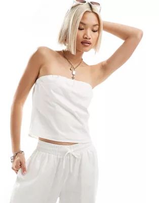 Emory Park linen style bandeau top in white co-ord | ASOS (Global)