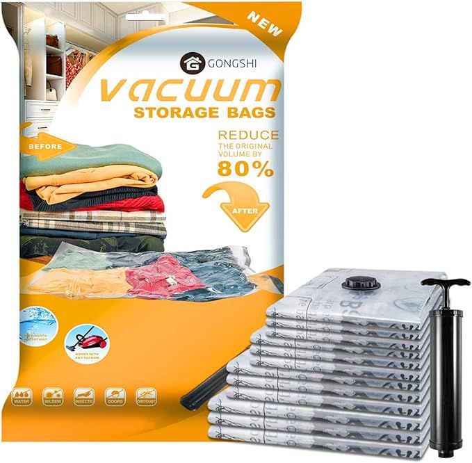 Vacuum Storage Bags (3 x Jumbo, 3 x Large, 3 x Medium, 3 x Small), Space Saver Sealer Compression... | Amazon (US)
