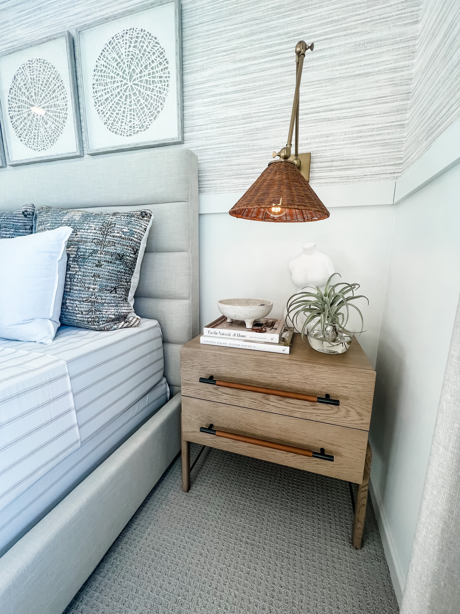 Bedroom furniture, nightstand, scones, bed frame, modern, transitional bedroom. Wallpaper. Books, decor.

#LTKsalealert #LTKstyletip #LTKhome