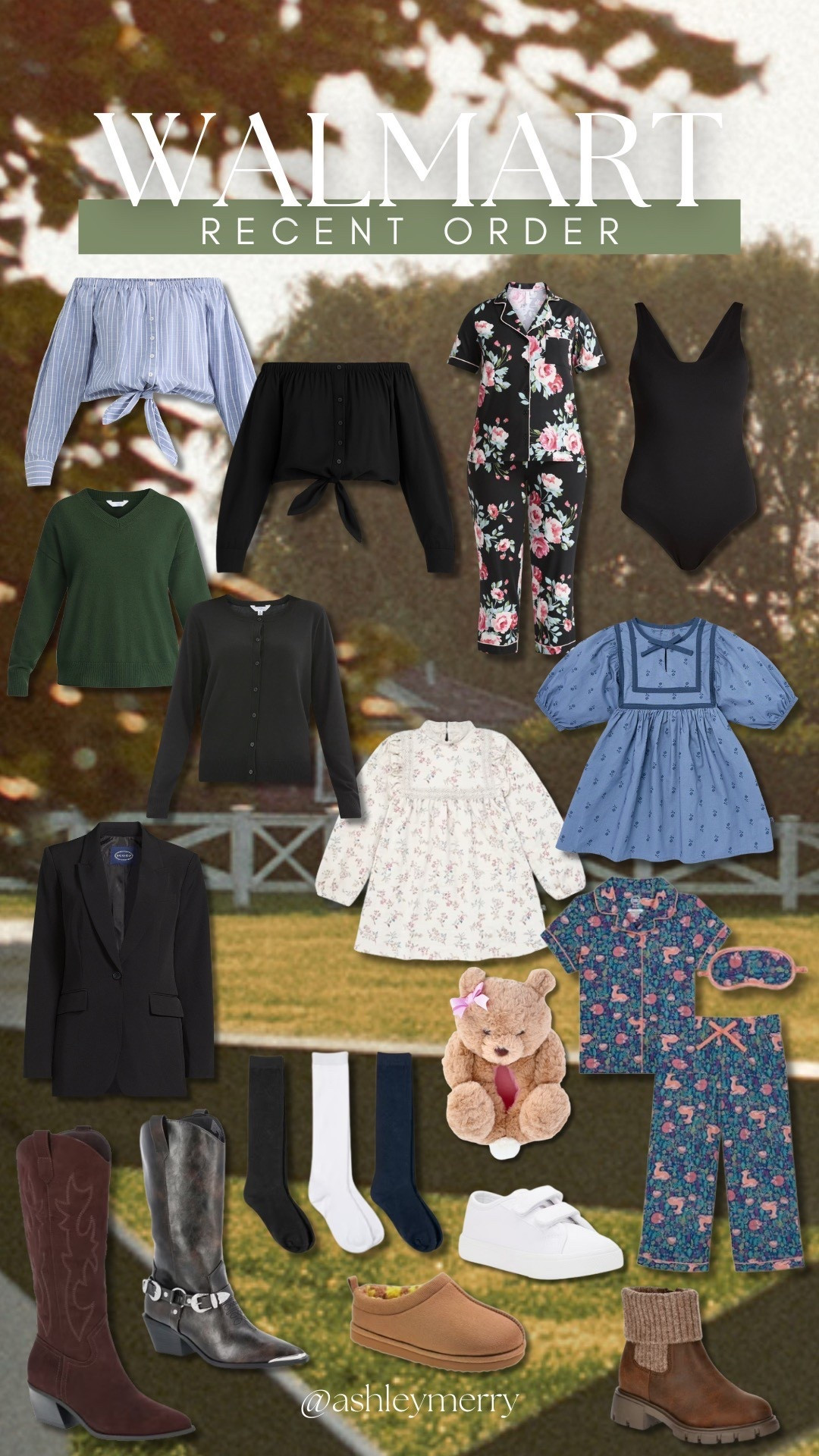 Boots are true to size! 
Sized up one in the blazer, body suit and green sweater. Also sized up in the pajamas! The blue striped top is slightly cropped so size up 1 or 2 if you want more room in the waist! 

#walmartfashion #walmartpartner @walmartfashion 

#LTKautumn #LTKFindsUnder50 #LTKStyleTip