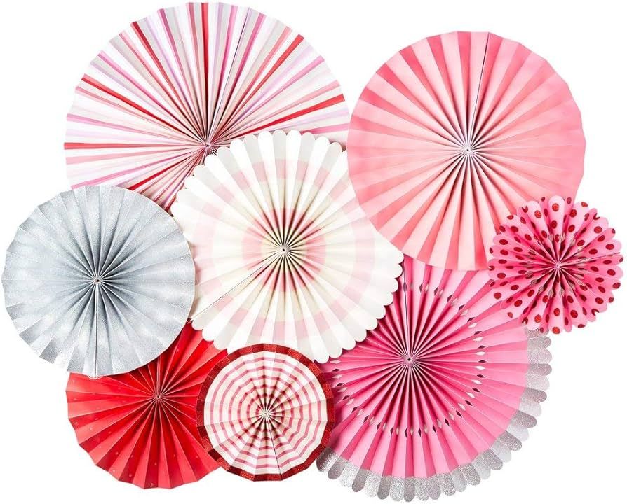My Mind's Eye VAL501 Double-Sided Valentine Holiday Party Fans, Set of 8 | Amazon (US)
