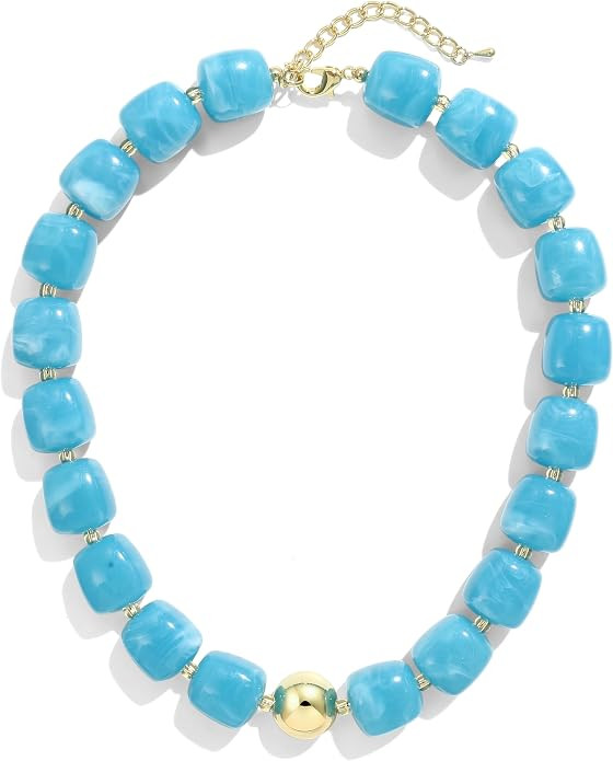 Colorful Chunky Necklaces for Women Multicolored Large Square Resin Beads Necklace Trendy Bold St... | Amazon (US)